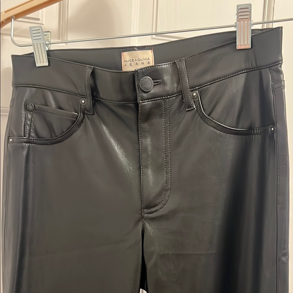 Alice + Olivia Black Leather Jeans